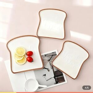 White and Brown Toast-Shaped Plates